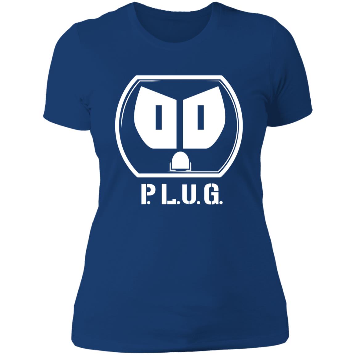 Ladies Plug Boyfriend T-Shirt w/white logo