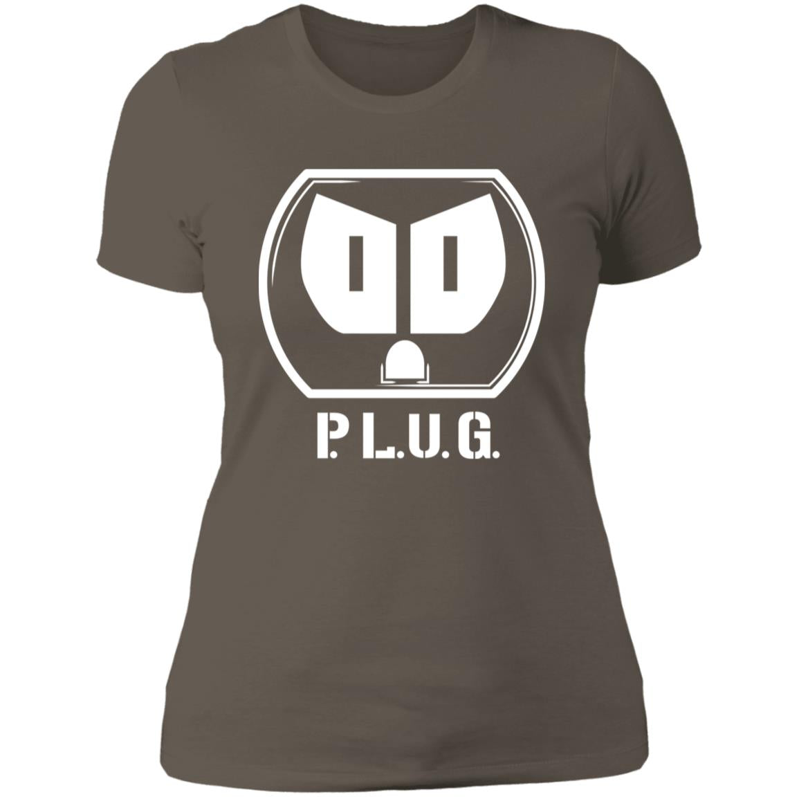 Ladies Plug Boyfriend T-Shirt w/white logo