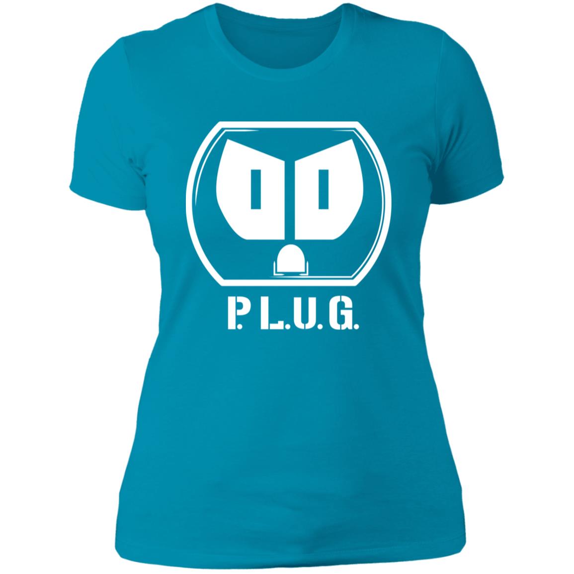 Ladies Plug Boyfriend T-Shirt w/white logo