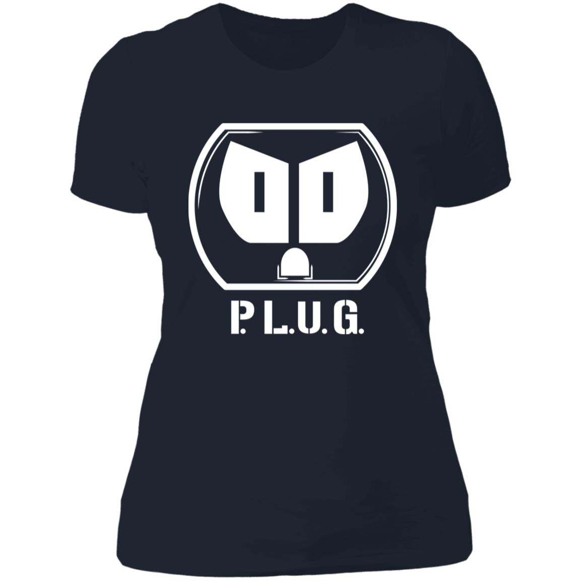 Ladies Plug Boyfriend T-Shirt w/white logo