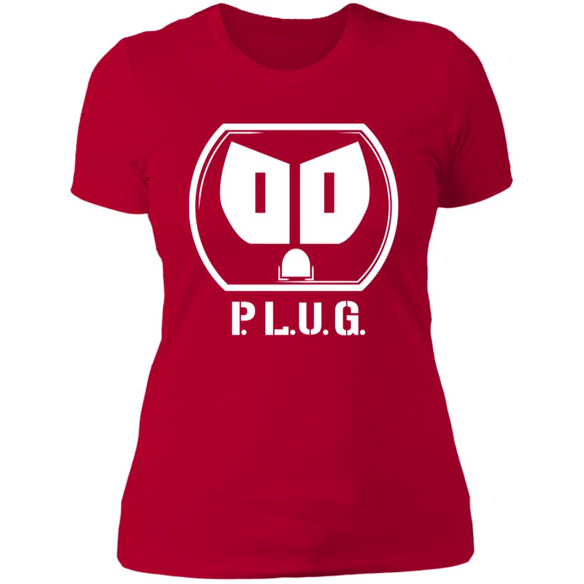 Ladies Plug Boyfriend T-Shirt w/white logo