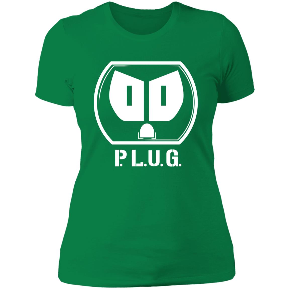 Ladies Plug Boyfriend T-Shirt w/white logo