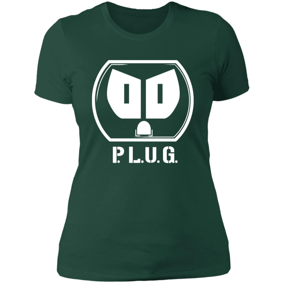Ladies Plug Boyfriend T-Shirt w/white logo