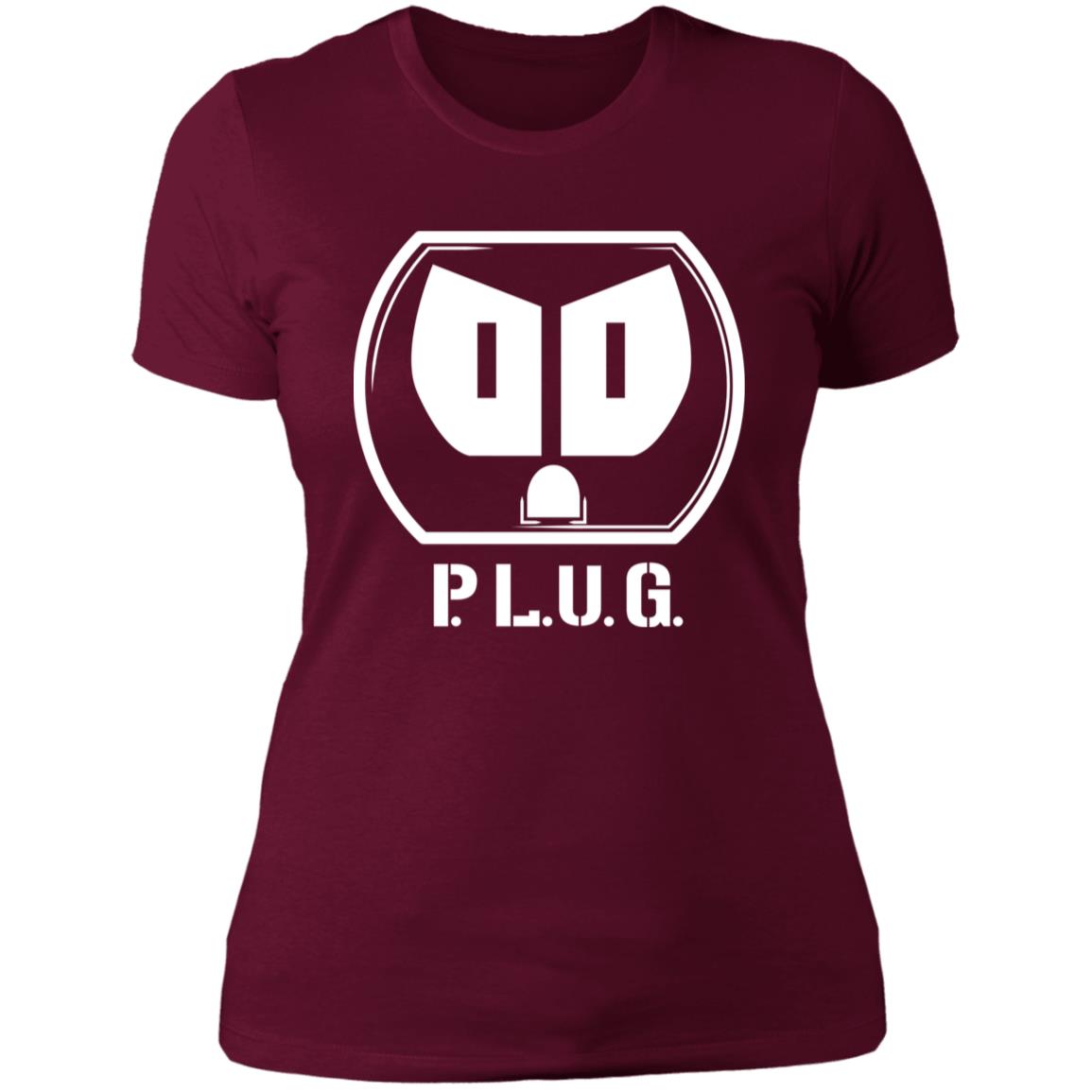 Ladies Plug Boyfriend T-Shirt w/white logo