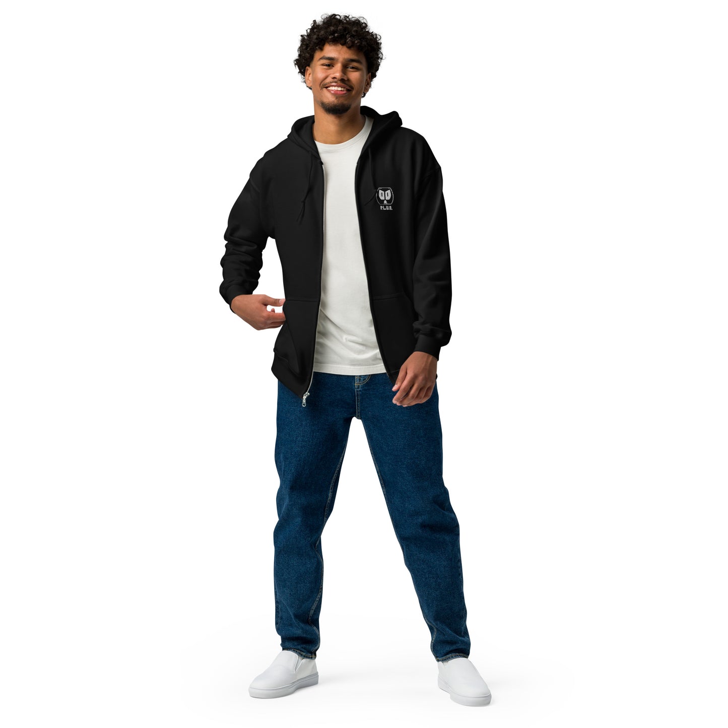 Plug zip up hoodie w/white logo