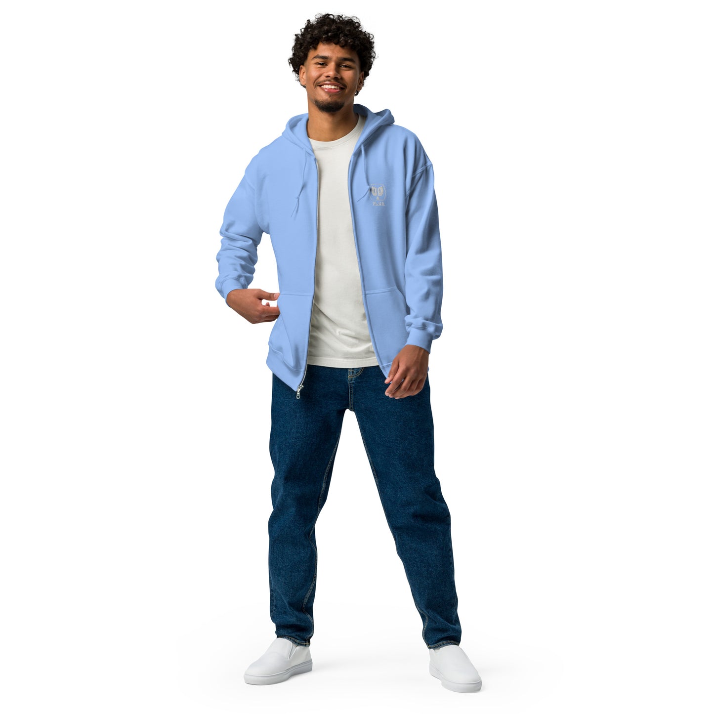 Plug zip up hoodie w/white logo