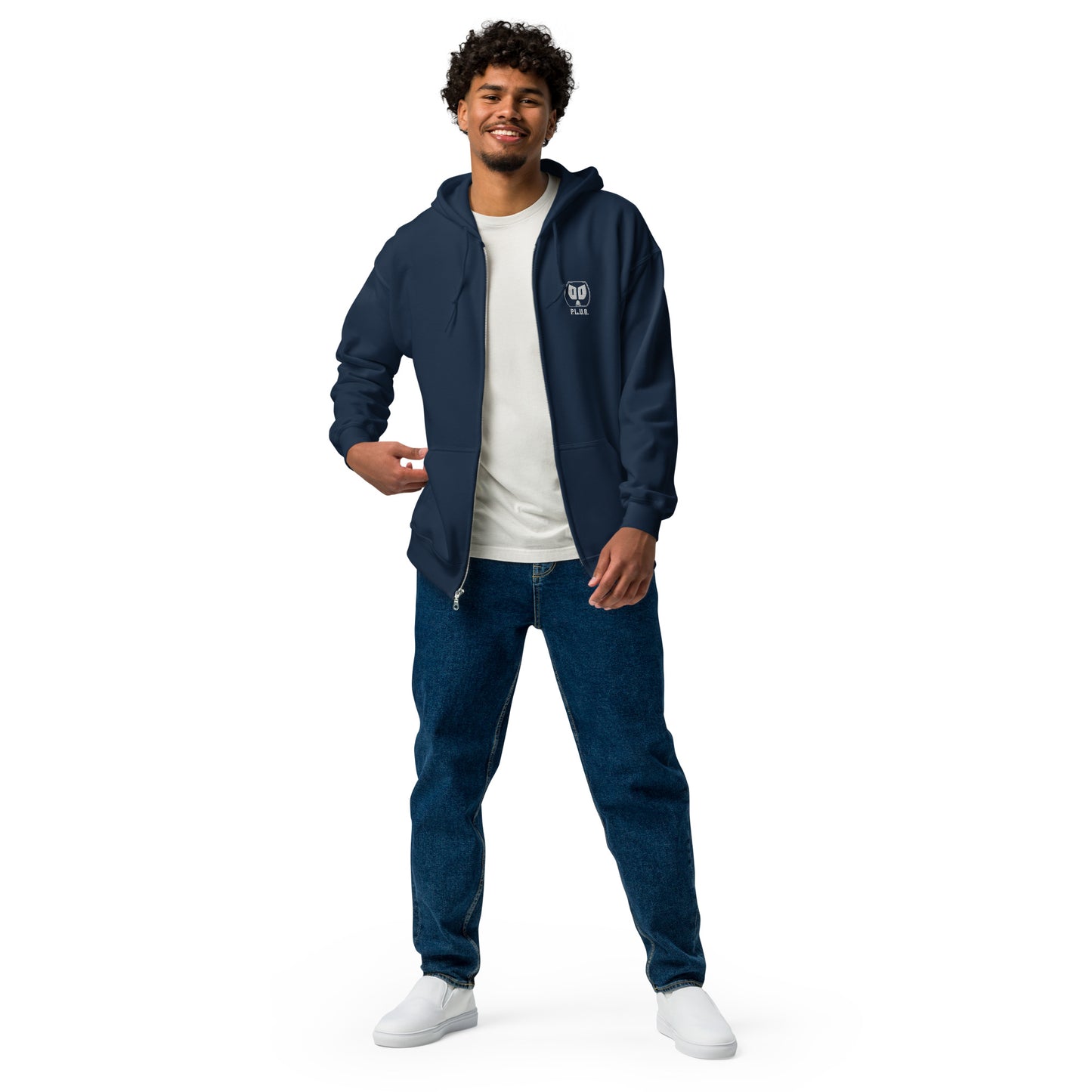 Plug zip up hoodie w/white logo