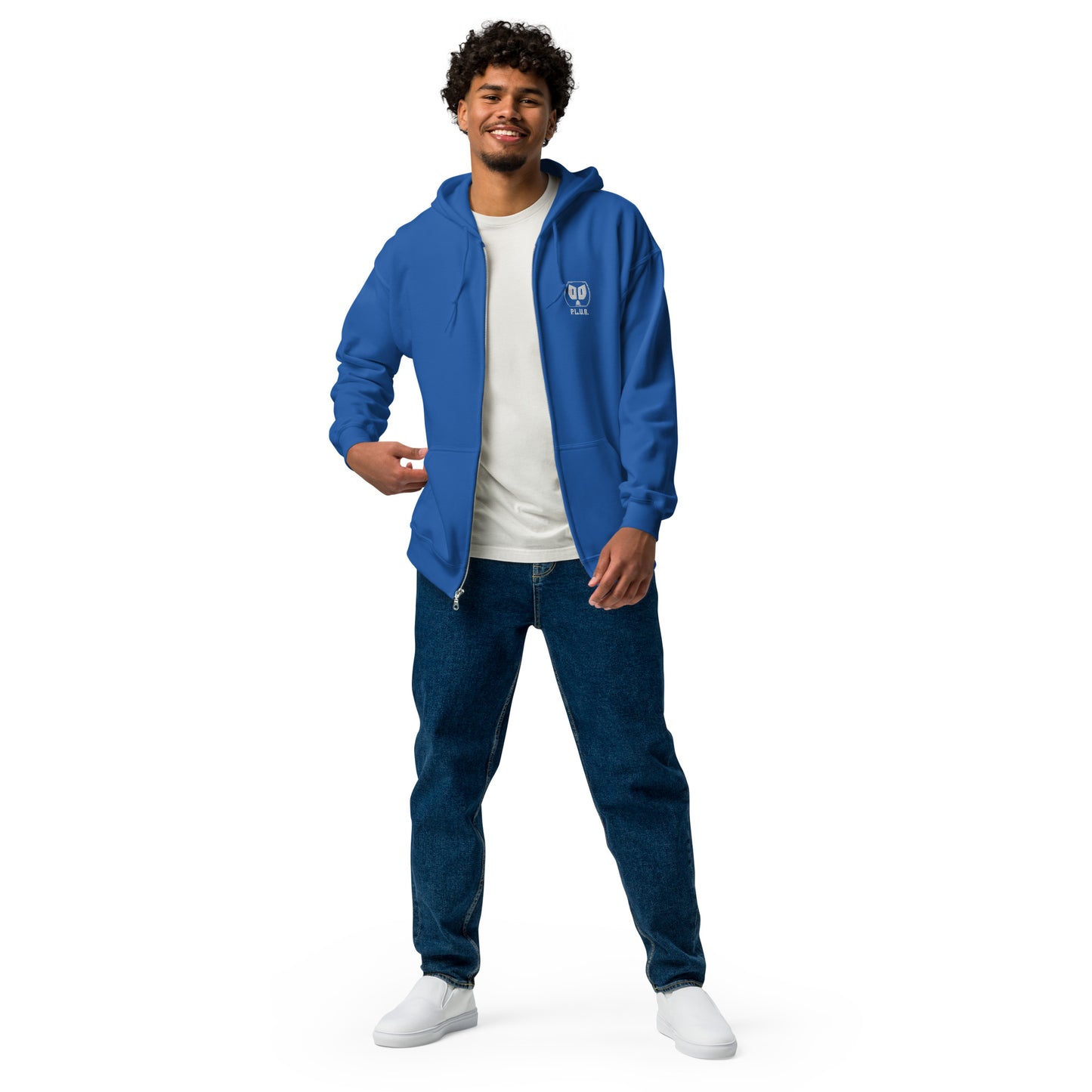 Plug zip up hoodie w/white logo