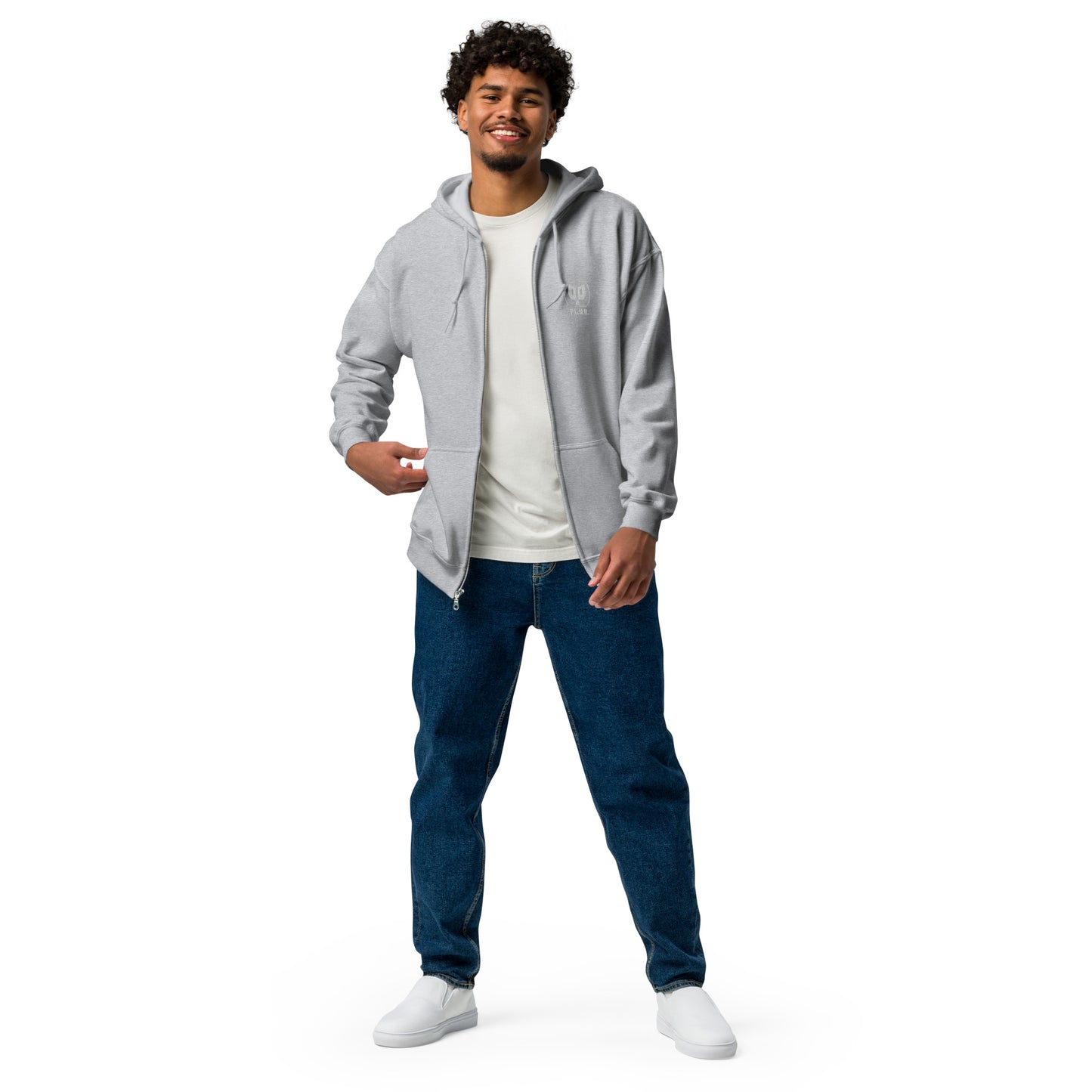 Plug zip up hoodie w/white logo