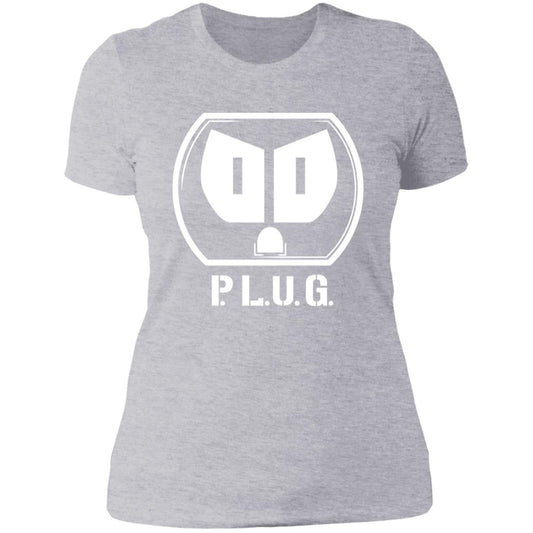Ladies Plug Boyfriend T-Shirt w/white logo