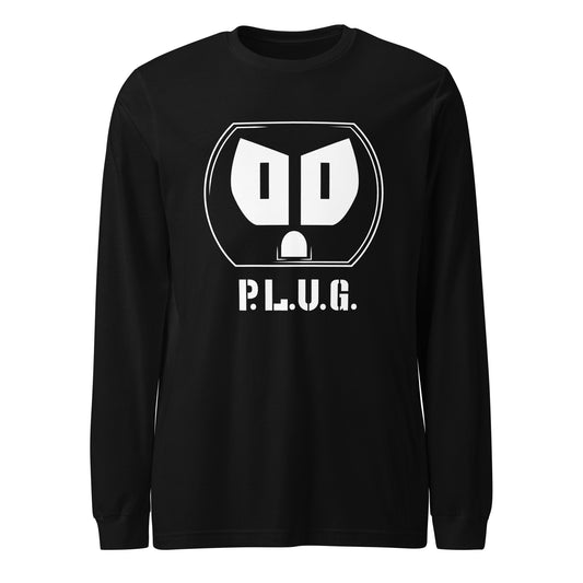 Ladies Long Sleeve Plug Tee w/white logo